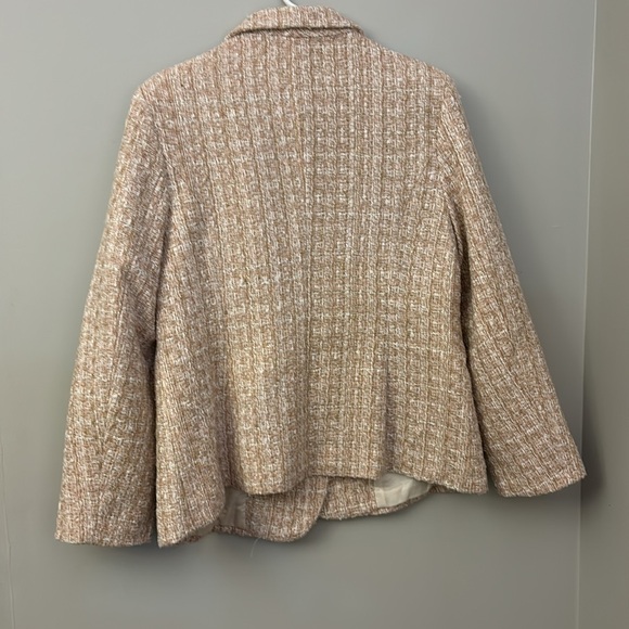 Pink & Cream Tweed Double Breasted Blazer Faux Pearl Buttons size Medium - Picture 7 of 11